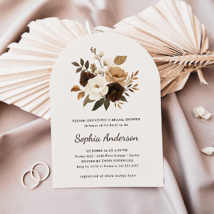 Neutral and Brown Floral Bridal Shower Invitation