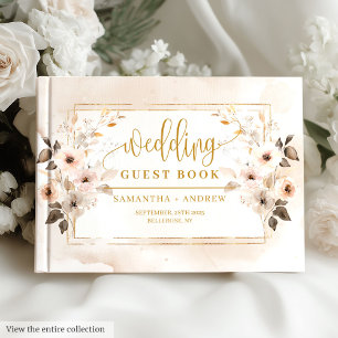 Neutral and Gold Boho Autumn Wedding Guest Book