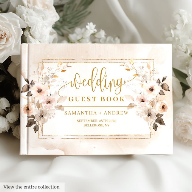 Neutral and Gold Boho Autumn Wedding Guest Book (Neutral and Gold Boho Autumn Wedding Guest Book)