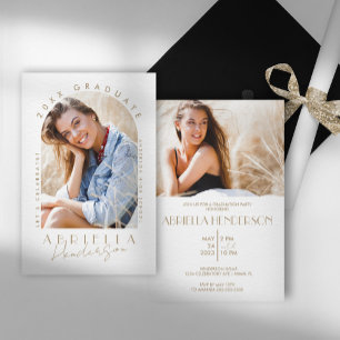 Neutral and Modern Tan Photo Graduation Invitation
