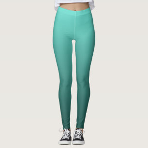 Neutral and Plain Gradient Teal Leggings