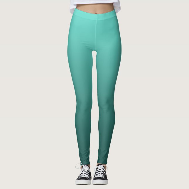 Neutral and Plain Gradient Teal Leggings (Front)