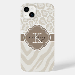 Neutral Animal Print Monogram Case-Mate iPhone 14 Plus Case
