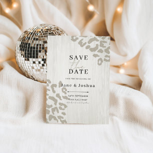 Neutral Animal Print Wedding Save the Date  Invitation