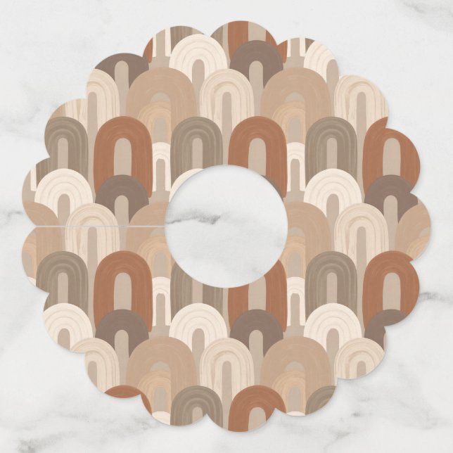 Neutral Arch Abstract Pattern Wine Glass Tag (Front)