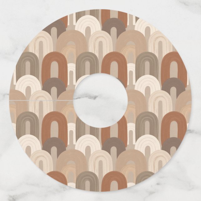 Neutral Arch Abstract Pattern Wine Glass Tag (Front)