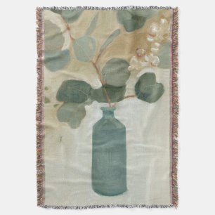 Neutral Arrangement - Greenery in Vase Throw Blanket