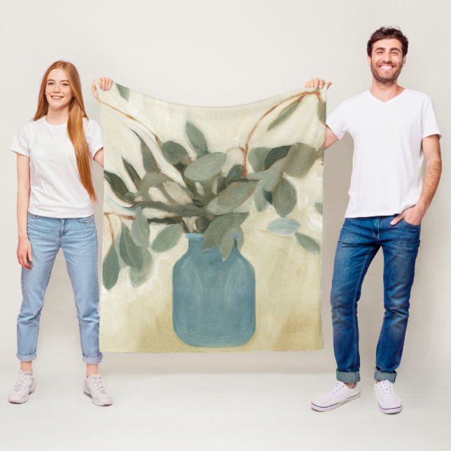 Neutral Arrangement - Stemmed Leaves Fleece Blanket (In Situ)