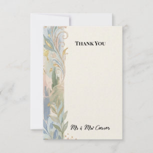 Neutral Art Deco Floral Wedding Thank You Card
