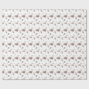 Neutral Autumn Bird Seamless Pattern  Wrapping Paper