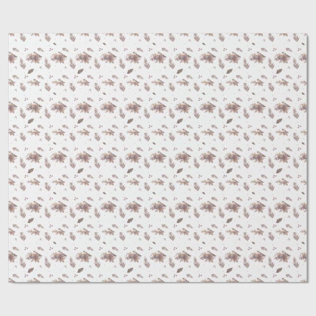Neutral Autumn Bird Seamless Pattern  Wrapping Paper (Flat)