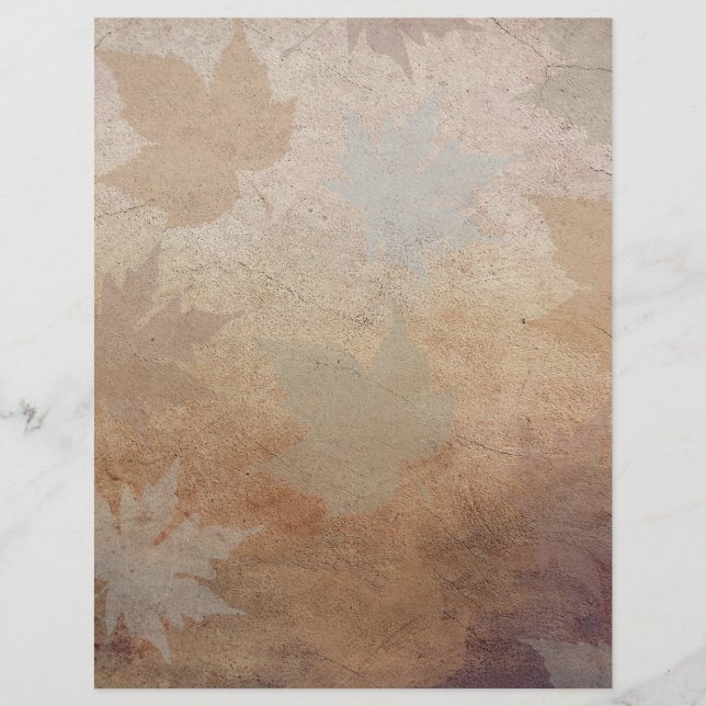 Neutral Autumn Leaf Texture Scrapbook Paper (Front)