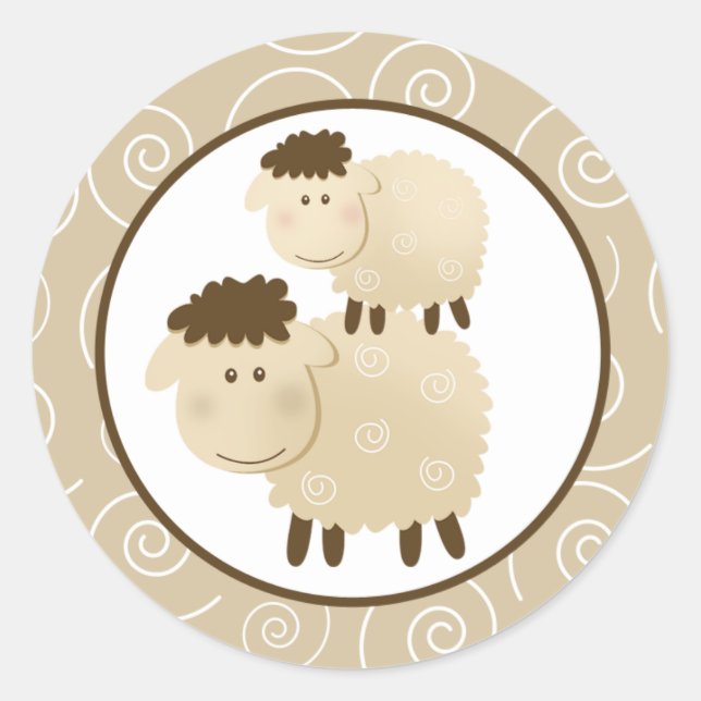 Neutral Baa Baa Sheep Envelope Seals / Toppers 20 (Front)