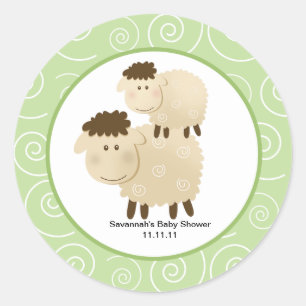 Neutral Baa Baa Sheep Favour Stickers 3-inch