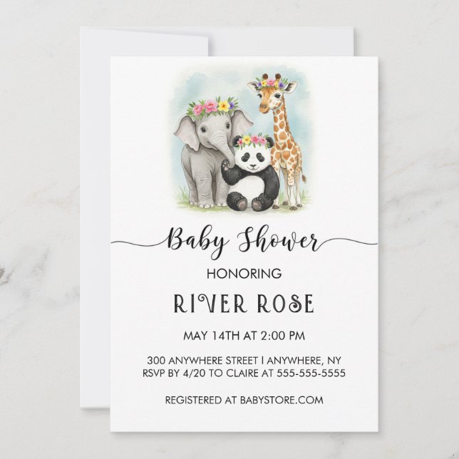 NEUTRAL BABY ANIMAL SHOWER INVITATION (Front)