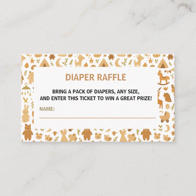 Neutral Baby Boy Shower | Cute Safari Animal Enclosure Card (Front)