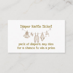 Neutral baby clothes diaper raffle enclosure card