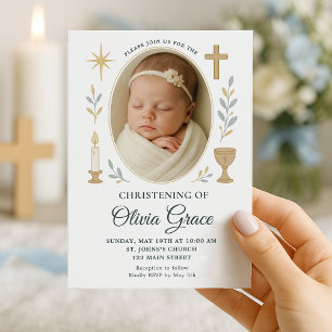Neutral Baby Girl Christening Invite