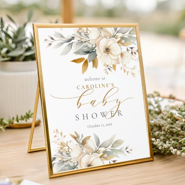 Neutral Baby In Bloom Baby Shower Welcome Sign (Creator Uploaded)