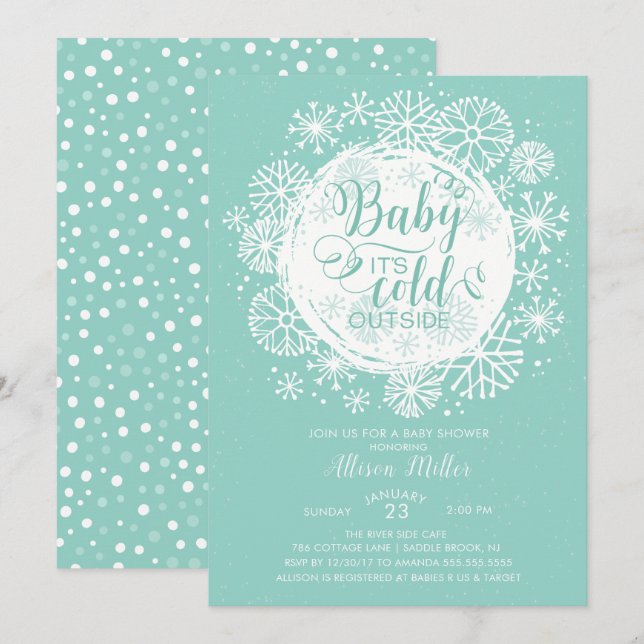 Neutral Baby It's Cold Outside Invitation (Front/Back)