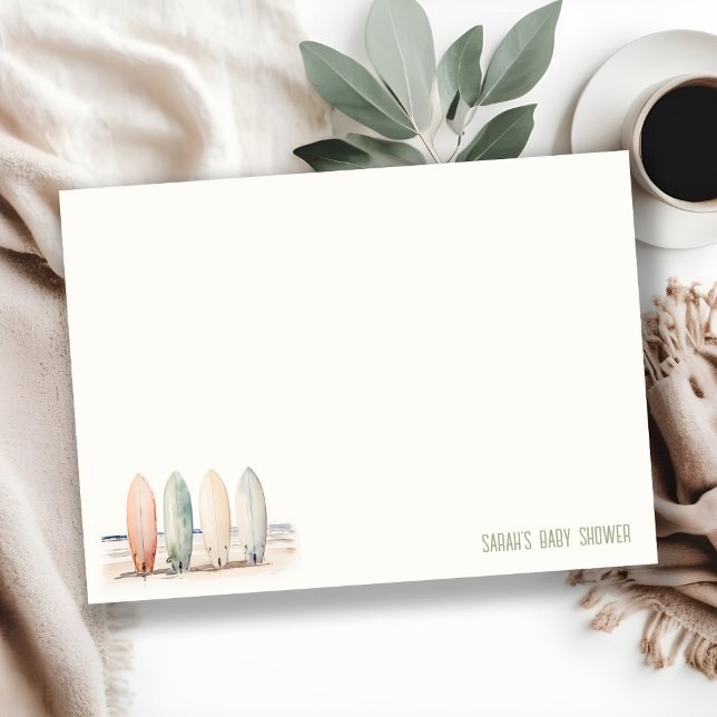 Neutral Baby On Board Surfboard Baby Shower Card (Creator Uploaded)