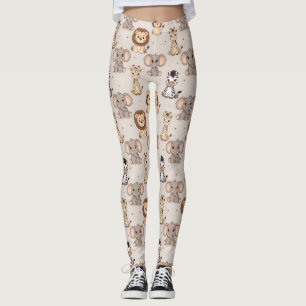 Neutral Baby Safari Pattern Leggings