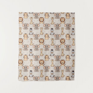 Neutral Baby Safari Pattern Tapestry