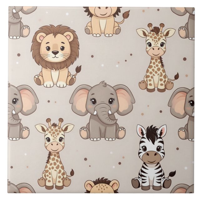 Neutral Baby Safari Pattern Tile (Front)