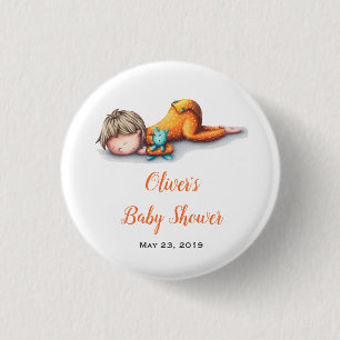 Neutral Baby Shower Baby Sleeping 3 Cm Round Badge