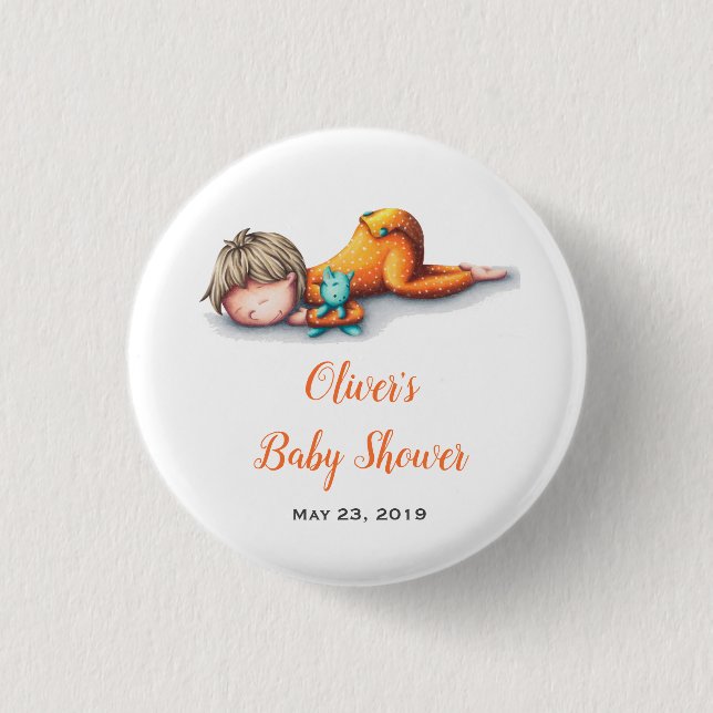 Neutral Baby Shower Baby Sleeping 3 Cm Round Badge (Front)