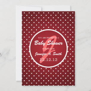 Neutral Baby Shower Elegant Polka Dot Red Invitation