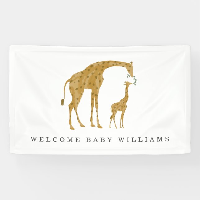 Neutral Baby Shower Giraffe Mother And Baby Banner (Horizontal)