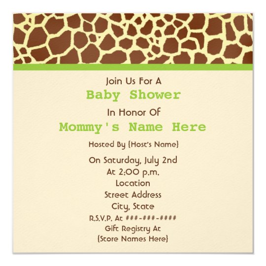 Neutral Baby Shower: Giraffe Print Stuffed Bear Card