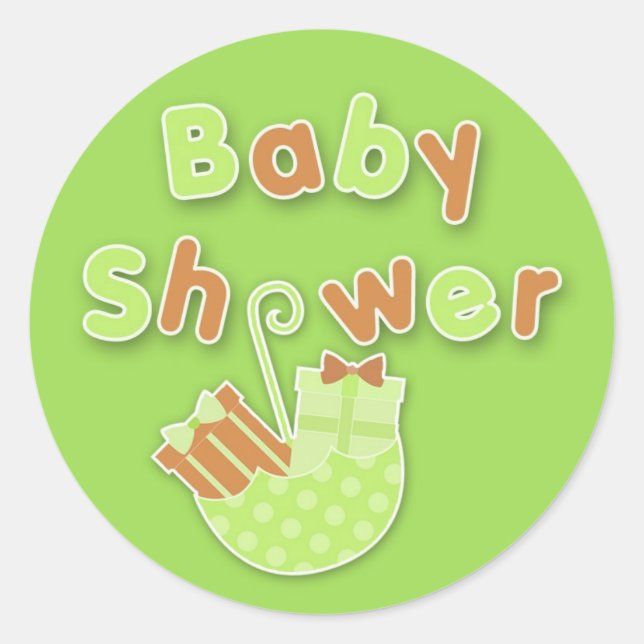 Neutral Baby Shower Green Sticker (Front)