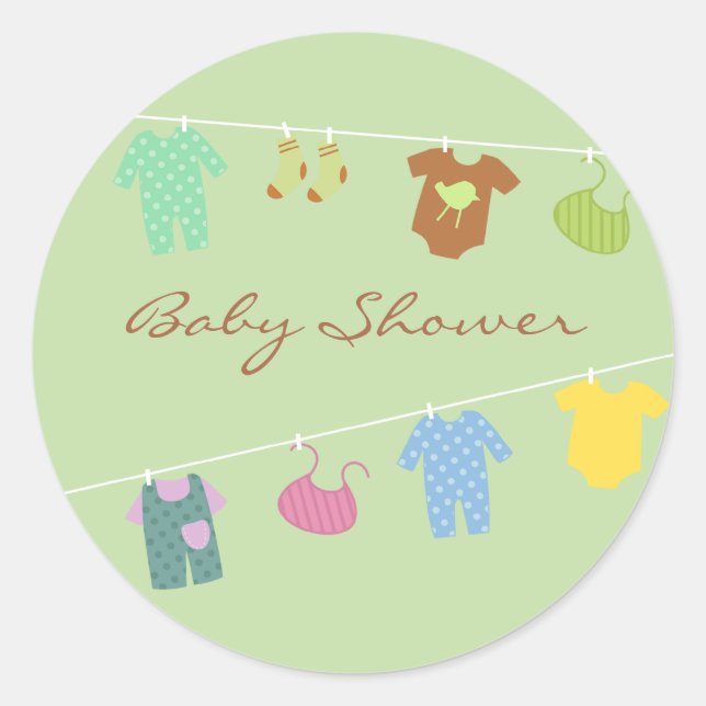 Neutral Baby Shower Green Sticker (Front)