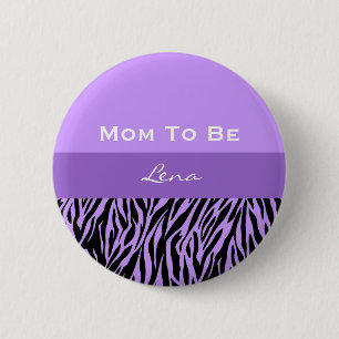 Neutral Baby Shower Modern Purple Zebra Print 2 6 Cm Round Badge