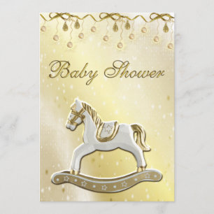 Neutral Baby Shower Rocking Horse Invitation