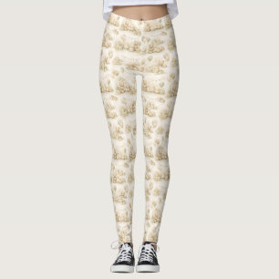 Neutral Baby Shower Teddy Bear Party Pattern Leggings