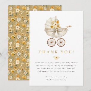 Neutral Baby Shower Thank You Card Ivory & Gold