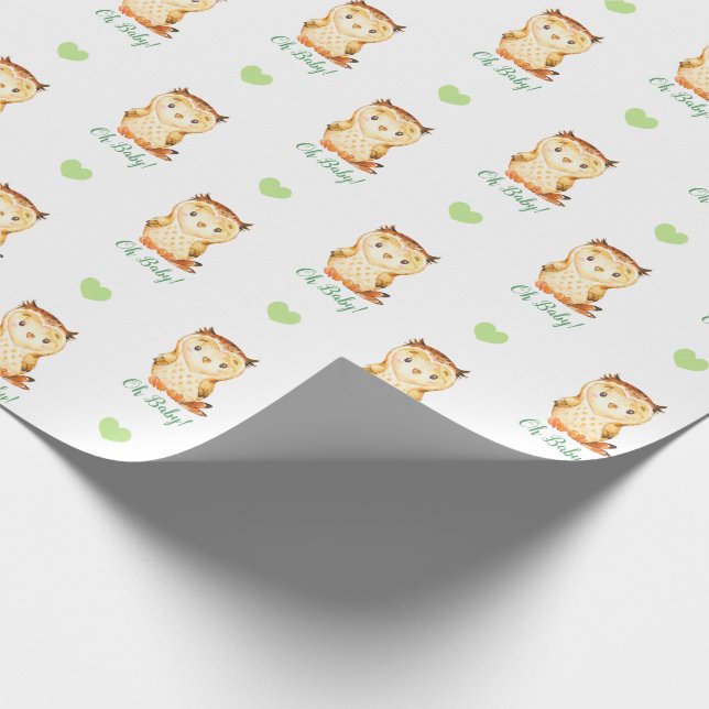 Neutral Baby Shower Wrapping Paper (Owl) (Corner)