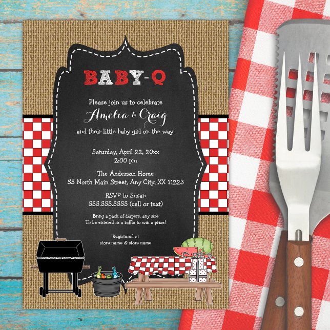 Neutral BabyQ Baby Shower, BBQ baby Q invites (Creator Uploaded)