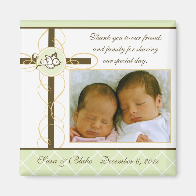 Neutral Baptism/Christening Favour - Photo Magnet (Front)