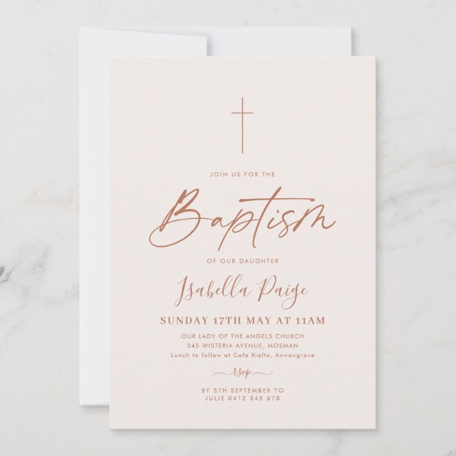 Neutral Baptism Christening   Invitation (Front)