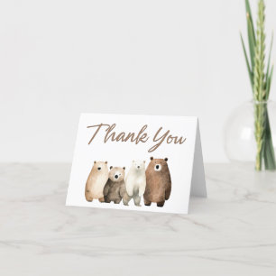 Neutral Bearly Wait Teddy Bear Baby Shower Blank Thank You Card