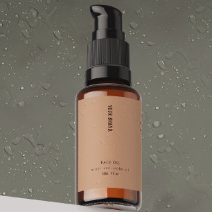 Neutral Beige 2oz Dropper Bottle Waterproof Label