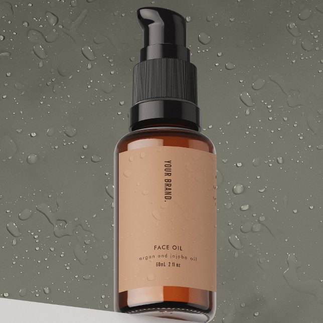 Neutral Beige 2oz Dropper Bottle Waterproof Label (Modern waterproof product label in pastel beige  - great for skincare and cosmetics *verify size)