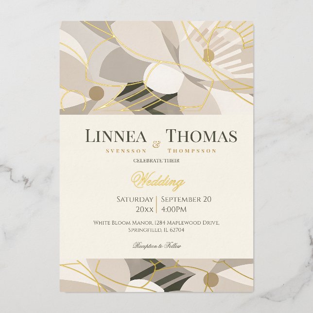 Neutral Beige Abstract Modern Editorial Wedding (Front)
