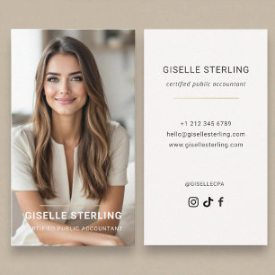 Neutral Beige Accountant CPA Minimal Modern Business Card