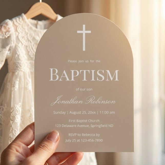 Neutral Beige Arch Baptism  Invitation (Creator Uploaded)