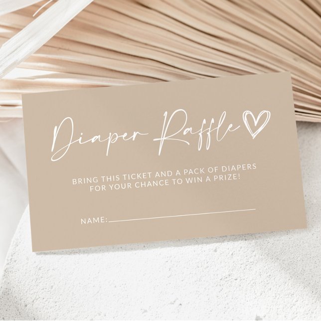 Neutral Beige Baby Shower Diaper Raffle Card  (Creator Uploaded)